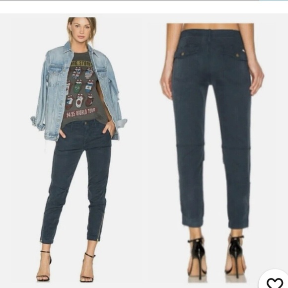 MOTHER MOTHER Misfit Crop Marine Ankle Zip Jogger Pants Womens Size 24 - Picture 1 of 12